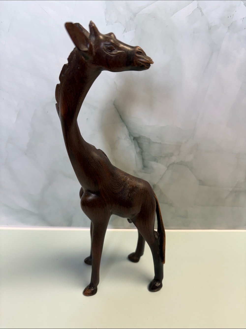 Hand Carved Wooden Giraffe Figurine